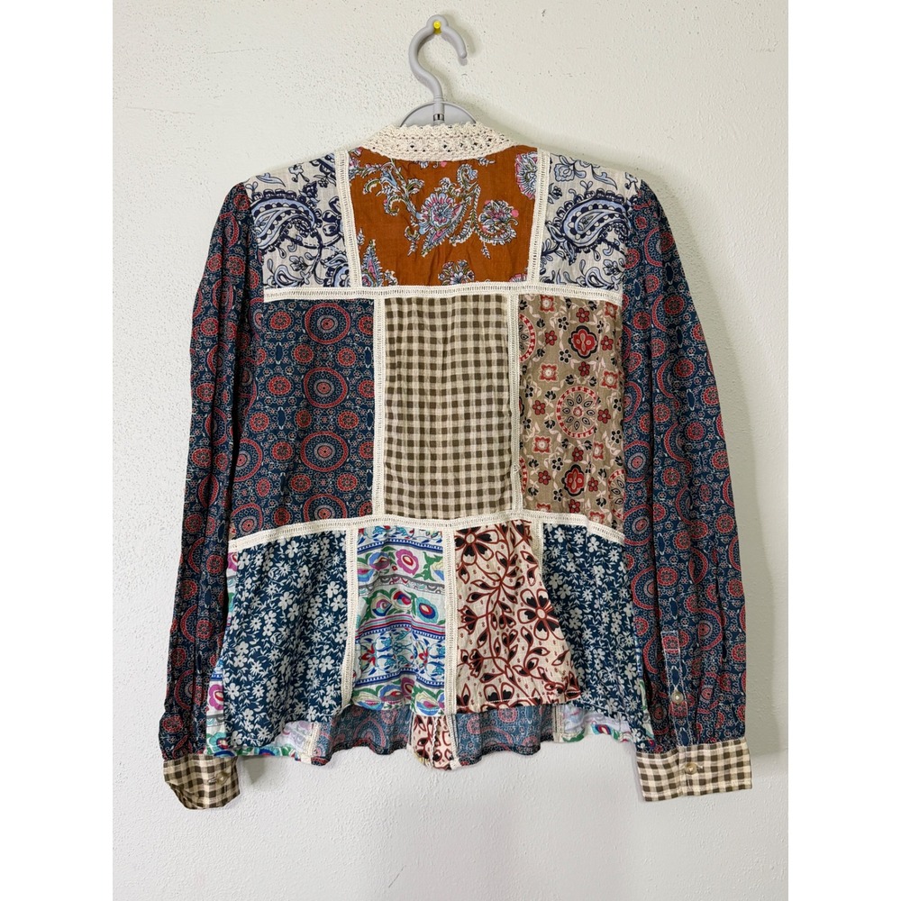 Anthropologie Pilcro Patchwork Floral Paisley Blouse Multi Color Size 8 - Picture 2 of 12